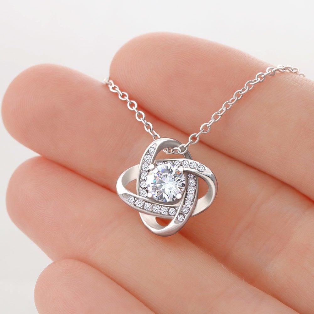 Love Knot Necklace - To my Lovely Wife | Jewelry | C30011TG, C30011TR, christmas gifts, Cubic Zirconia Stones, Gift For Brother, gift for grandparents, gift for loves ones, Gift for Mother, gift-for-dad, gift-for-daughter, gift-for-friend, Gifts, holiday gifts, Interlocking Hearts, lx-C30011, Necklaces, PB23-WOOD, PROD-794669, PT-922, significant others, TNM-1, USER-43062 | TageUnlimited