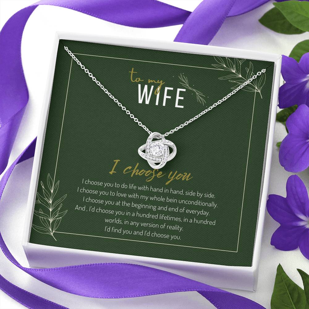 Love Knot Necklace - To My Wife I Choose You | Jewelry | C30011TR, christmas gifts, gift, gift ideas, gift ideas for wife, gift-for-wife, Gifts, gifts for christmas, Love Knot Necklace, lx-C30011, mother daughter necklace, necklace, necklace for wife, Necklace Gifts, Necklaces, necklaces gifts, PB23-WOOD, PROD-725993, PT-922, TNM-1, USER-43062, white gold love knot necklace, White Gold Necklace, Wife gift idea, wife necklace | TageUnlimited