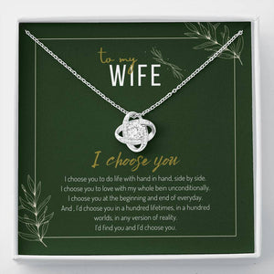 Love Knot Necklace - To My Wife I Choose You | Jewelry | C30011TR, christmas gifts, gift, gift ideas, gift ideas for wife, gift-for-wife, Gifts, gifts for christmas, Love Knot Necklace, lx-C30011, mother daughter necklace, necklace, necklace for wife, Necklace Gifts, Necklaces, necklaces gifts, PB23-WOOD, PROD-725993, PT-922, TNM-1, USER-43062, white gold love knot necklace, White Gold Necklace, Wife gift idea, wife necklace | TageUnlimited