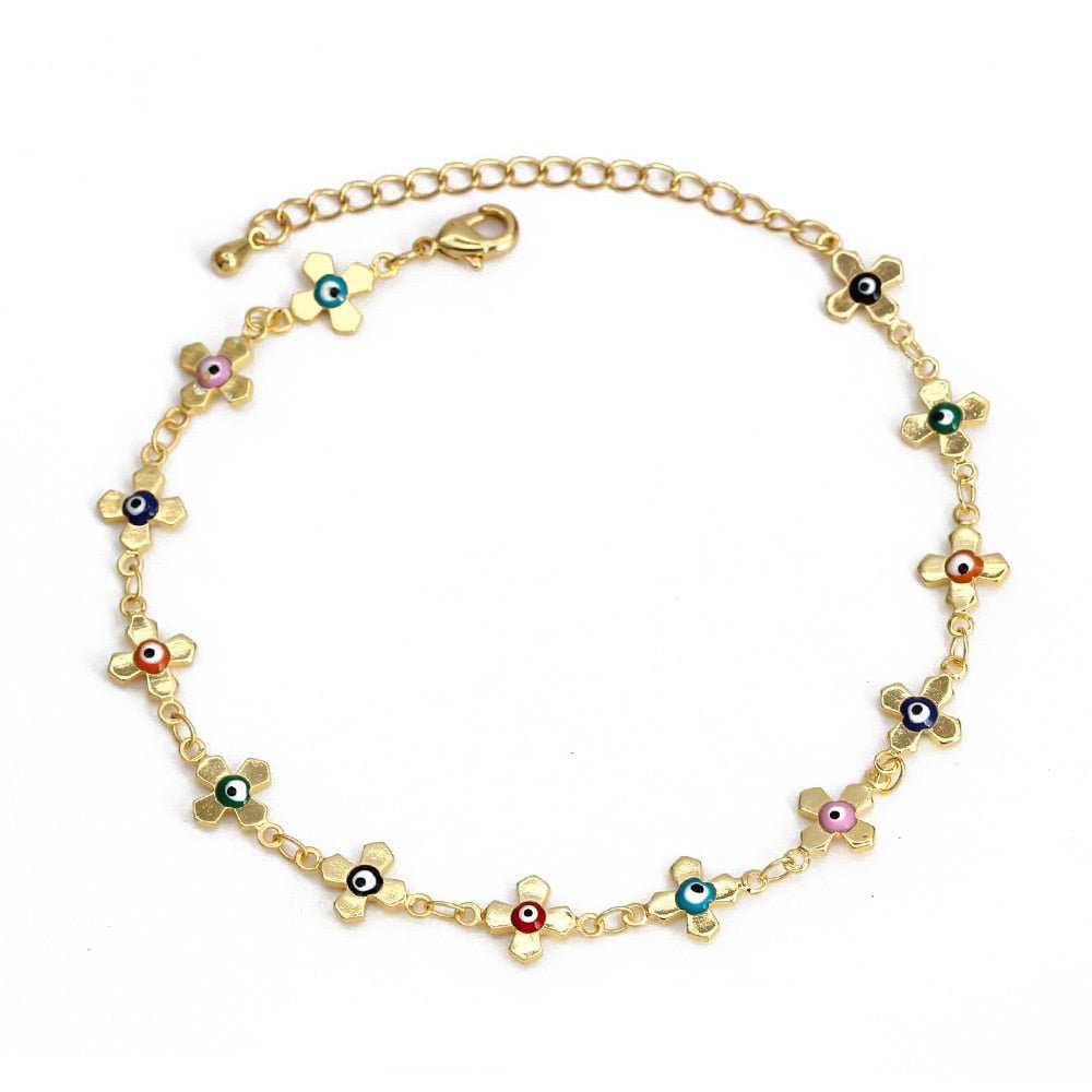 Lucky Eye Cross Heart Fatima Hand Charm Bracelet Adjustable Drip Oil Turkish Evil Eye Bracelet for Women Girls Jewelry BE461 | 0 | Tage-Active