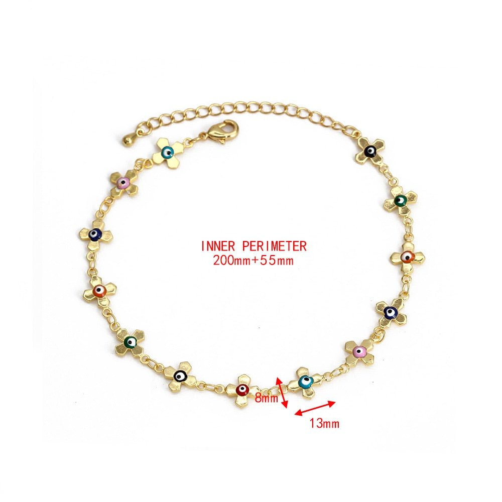 Lucky Eye Cross Heart Fatima Hand Charm Bracelet Adjustable Drip Oil Turkish Evil Eye Bracelet for Women Girls Jewelry BE461 | 0 | Tage-Active