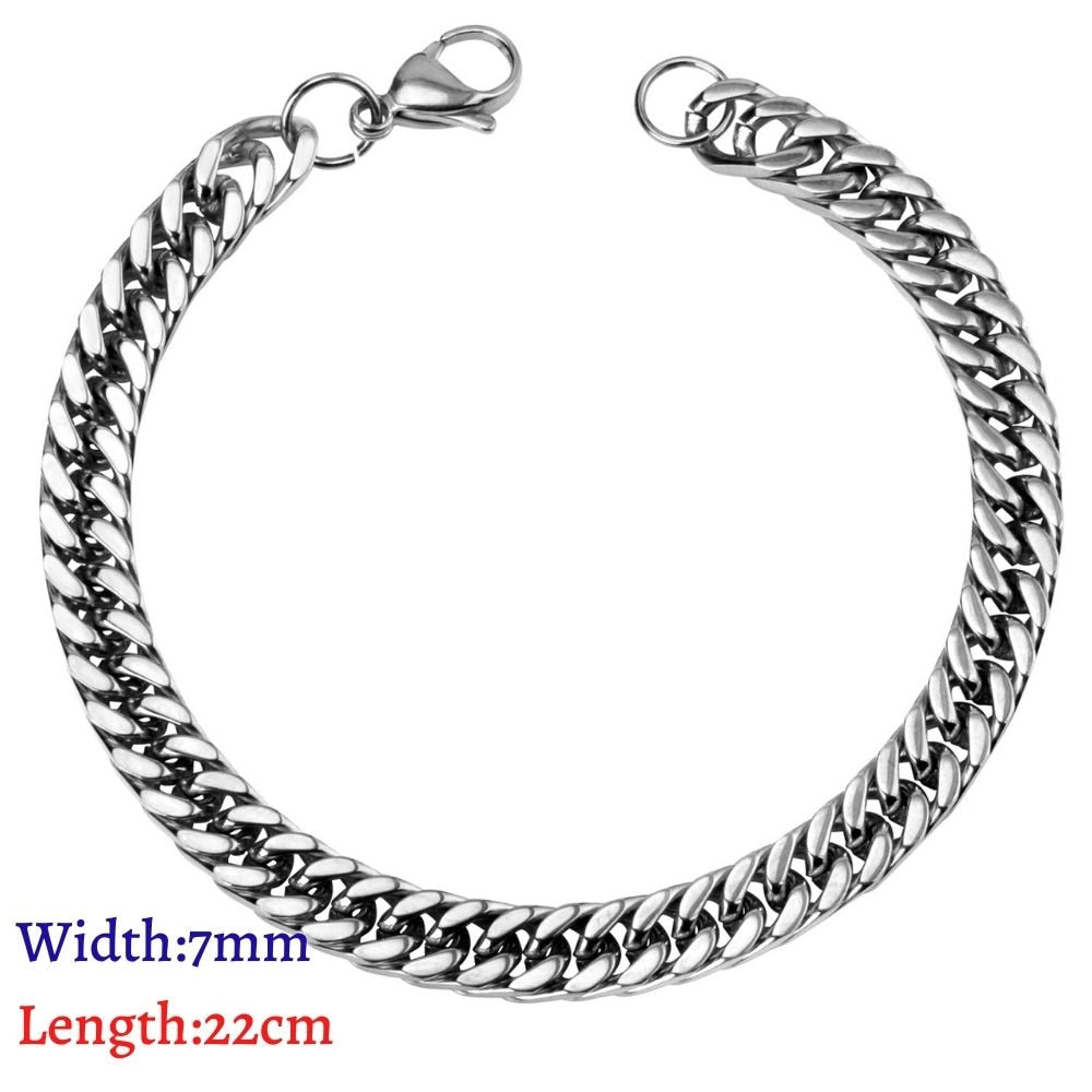 LUXUKISSKIDS Stainless Steel 316L Bracelets Woman/Men Fashion Curb Cuban Link Chains On Hand Couple Bracelet Wrist Jewelry Gifts | 0 | Tage-Active
