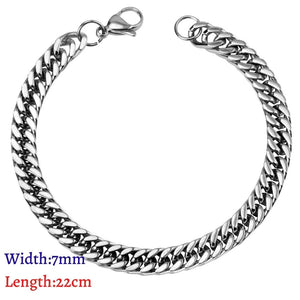 LUXUKISSKIDS Stainless Steel 316L Bracelets Woman/Men Fashion Curb Cuban Link Chains On Hand Couple Bracelet Wrist Jewelry Gifts | 0 | Tage-Active