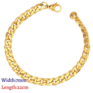 LUXUKISSKIDS Stainless Steel 316L Bracelets Woman/Men Fashion Curb Cuban Link Chains On Hand Couple Bracelet Wrist Jewelry Gifts | 0 | Tage-Active