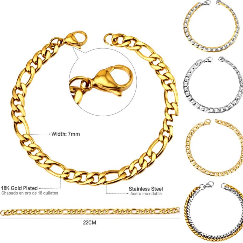 LUXUKISSKIDS Stainless Steel 316L Bracelets Woman/Men Fashion Curb Cuban Link Chains On Hand Couple Bracelet Wrist Jewelry Gifts | 0 | Tage-Active
