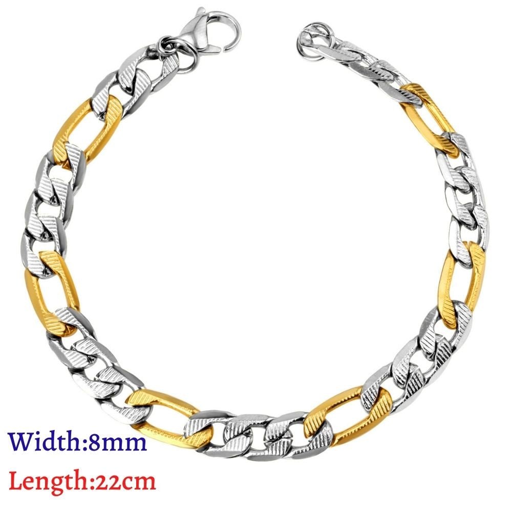 LUXUKISSKIDS Stainless Steel 316L Bracelets Woman/Men Fashion Curb Cuban Link Chains On Hand Couple Bracelet Wrist Jewelry Gifts | 0 | Tage-Active