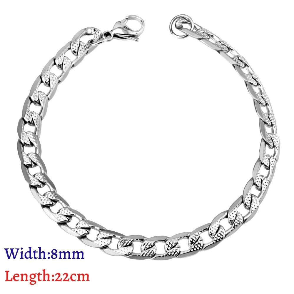 LUXUKISSKIDS Stainless Steel 316L Bracelets Woman/Men Fashion Curb Cuban Link Chains On Hand Couple Bracelet Wrist Jewelry Gifts | 0 | Tage-Active