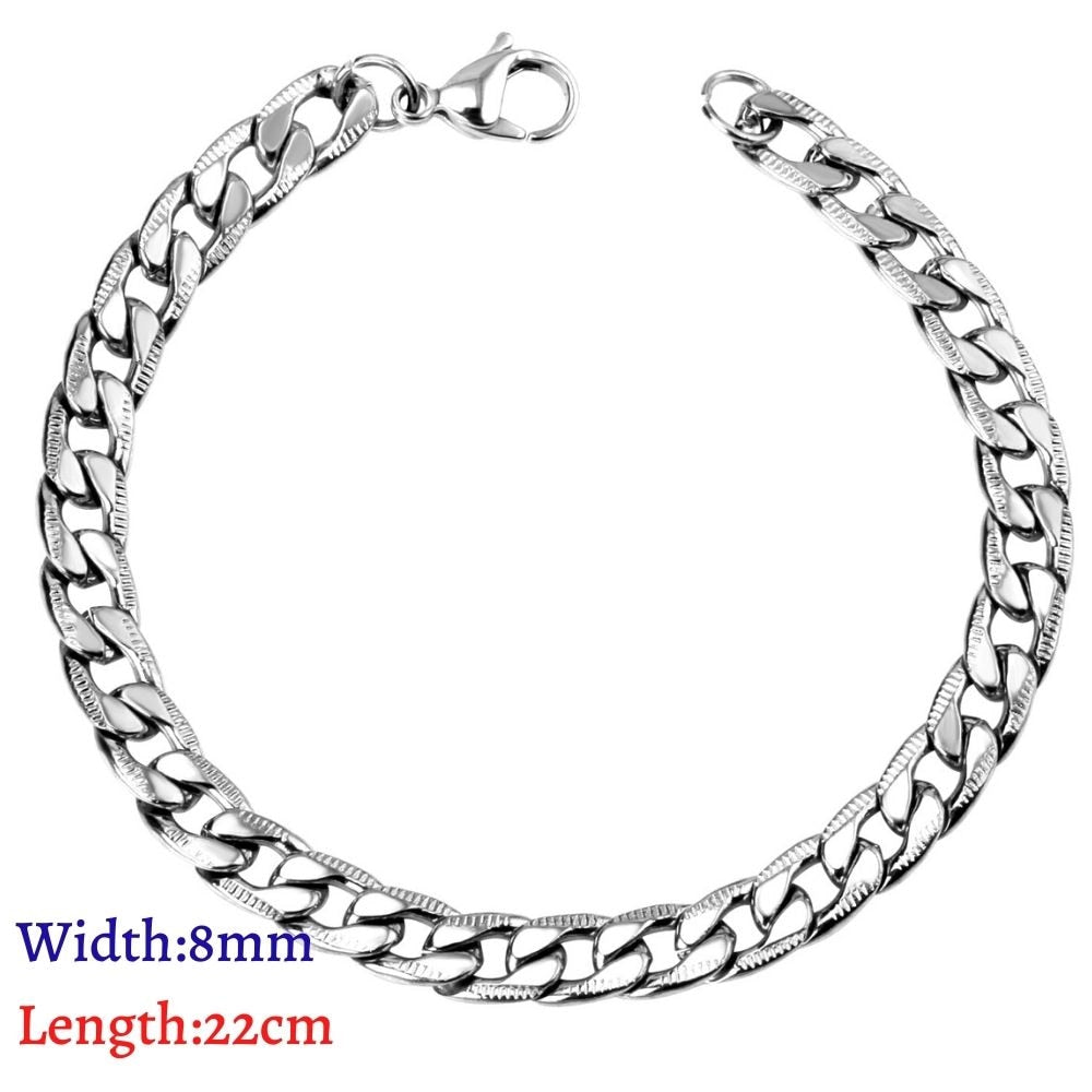 LUXUKISSKIDS Stainless Steel 316L Bracelets Woman/Men Fashion Curb Cuban Link Chains On Hand Couple Bracelet Wrist Jewelry Gifts | 0 | Tage-Active