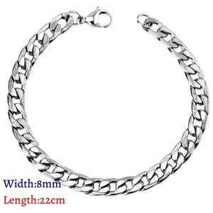 LUXUKISSKIDS Stainless Steel 316L Bracelets Woman/Men Fashion Curb Cuban Link Chains On Hand Couple Bracelet Wrist Jewelry Gifts | 0 | Tage-Active
