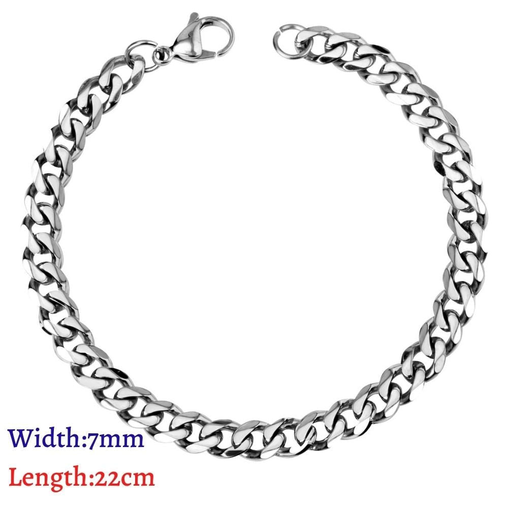 LUXUKISSKIDS Stainless Steel 316L Bracelets Woman/Men Fashion Curb Cuban Link Chains On Hand Couple Bracelet Wrist Jewelry Gifts | 0 | Tage-Active