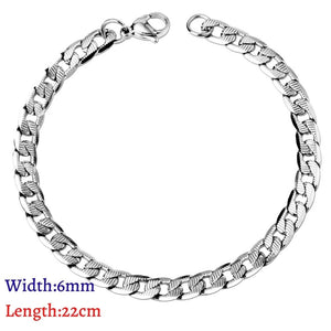 LUXUKISSKIDS Stainless Steel 316L Bracelets Woman/Men Fashion Curb Cuban Link Chains On Hand Couple Bracelet Wrist Jewelry Gifts | 0 | Tage-Active