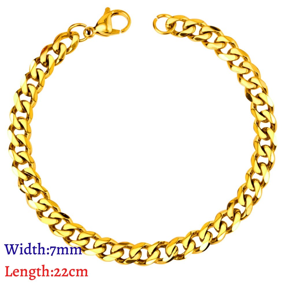 LUXUKISSKIDS Stainless Steel 316L Bracelets Woman/Men Fashion Curb Cuban Link Chains On Hand Couple Bracelet Wrist Jewelry Gifts | 0 | Tage-Active
