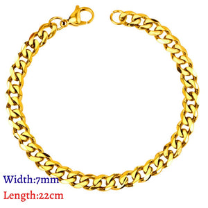 LUXUKISSKIDS Stainless Steel 316L Bracelets Woman/Men Fashion Curb Cuban Link Chains On Hand Couple Bracelet Wrist Jewelry Gifts | 0 | Tage-Active