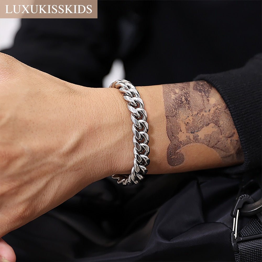 LUXUKISSKIDS Stainless Steel 316L Bracelets Woman/Men Fashion Curb Cuban Link Chains On Hand Couple Bracelet Wrist Jewelry Gifts | 0 | Tage-Active