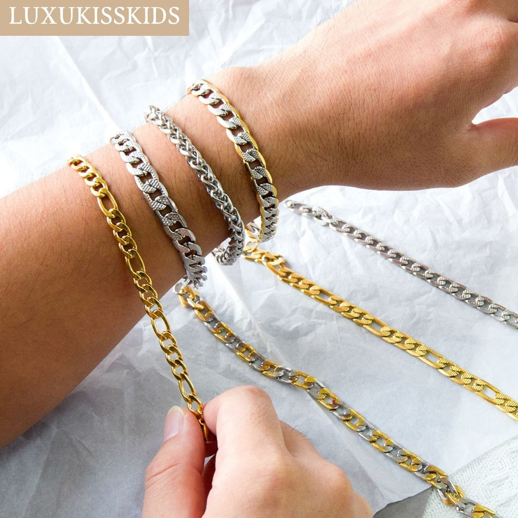 LUXUKISSKIDS Stainless Steel 316L Bracelets Woman/Men Fashion Curb Cuban Link Chains On Hand Couple Bracelet Wrist Jewelry Gifts | 0 | Tage-Active