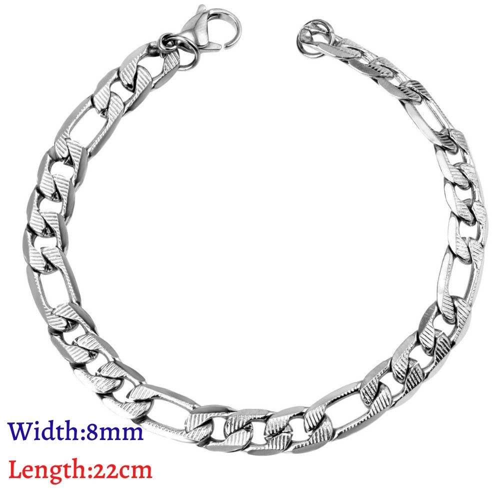 LUXUKISSKIDS Stainless Steel 316L Bracelets Woman/Men Fashion Curb Cuban Link Chains On Hand Couple Bracelet Wrist Jewelry Gifts | 0 | Tage-Active
