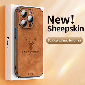 Luxury Deer Leather Phone Case For iPhone 14 13 12 Pro Max Lens Glass Bumper Shockproof Silicone Cellphone Cover Fundas Coque | 0 | TageUnlimited