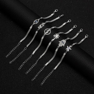 Luxury Silver Plated CZ Crystal Blue Evil Eye Bracelet Turkish Lucky Hand Heart Butterfly Charm Bracelet for Women Men Jewelry | 0 | Tage-Active