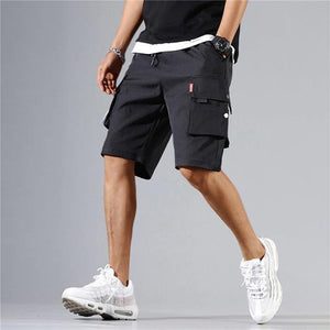 Men Cargo Shorts Tactical Joggers Shorts Work Casual Pants Male Multi Pockets Buttons Loose Wide Leg Knee Length Summer Shorts | TageUnlimited