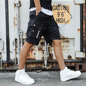 Men Cargo Shorts Tactical Joggers Shorts Work Casual Pants Male Multi Pockets Buttons Loose Wide Leg Knee Length Summer Shorts | TageUnlimited