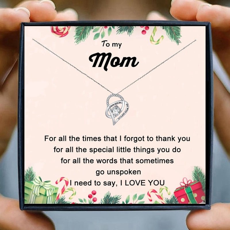 Mom Necklace Gift for Women Fashion Jewelry Heart Pendant Necklace Female Chain Necklace daughter son Birthday Family | 0 | Tage-Active
