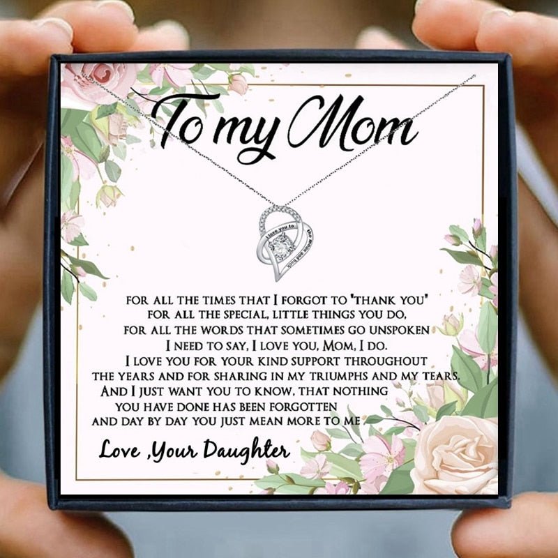 Mom Necklace Gift for Women Fashion Jewelry Heart Pendant Necklace Female Chain Necklace daughter son Birthday Family | 0 | Tage-Active