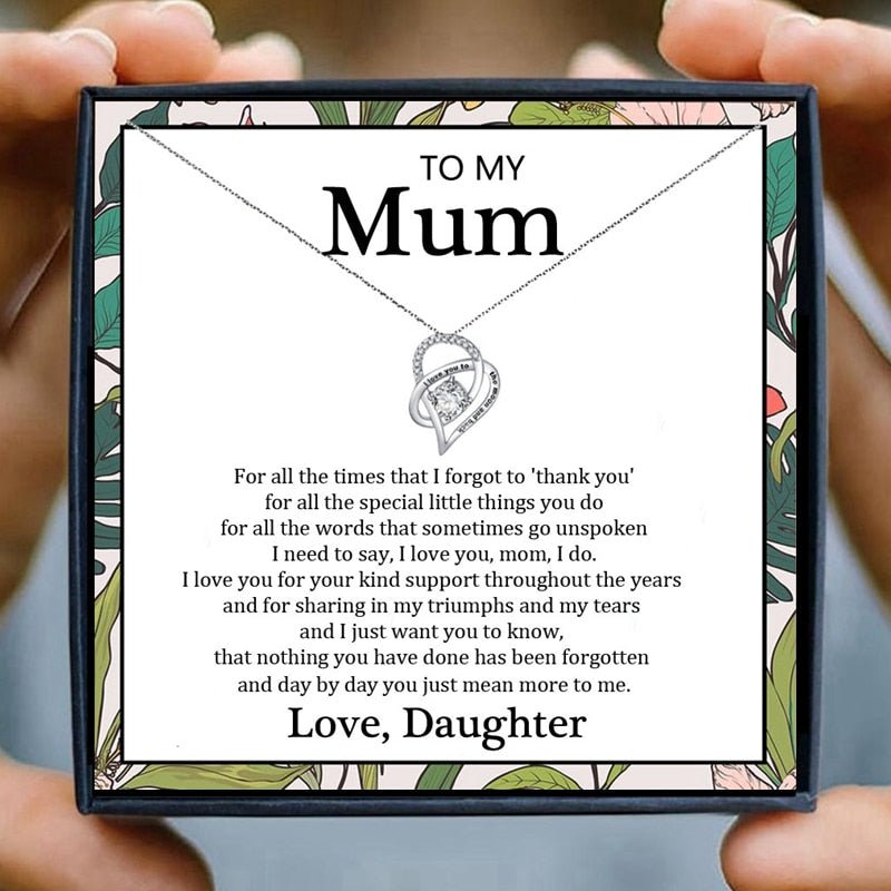 Mom Necklace Gift for Women Fashion Jewelry Heart Pendant Necklace Female Chain Necklace daughter son Birthday Family | 0 | Tage-Active