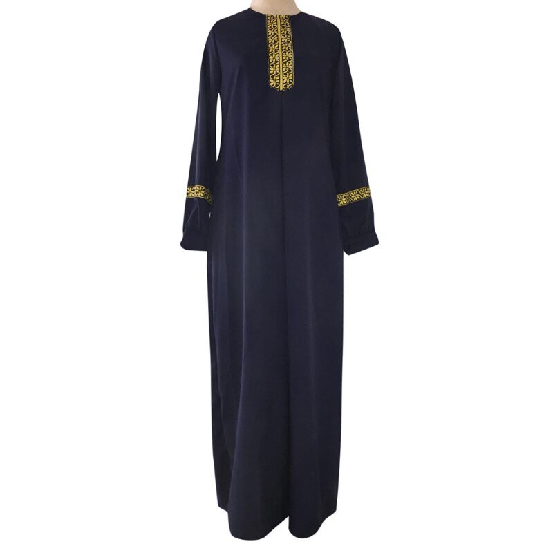 Muslim Abayat Ethnic Style Print Abayas for Women Solid Color Loose Casual Robe Femme Musulman for Middle East Arabia | TageUnlimited
