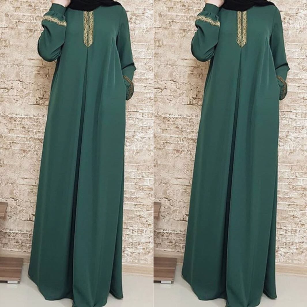 Muslim Abayat Ethnic Style Print Abayas for Women Solid Color Loose Casual Robe Femme Musulman for Middle East Arabia | TageUnlimited
