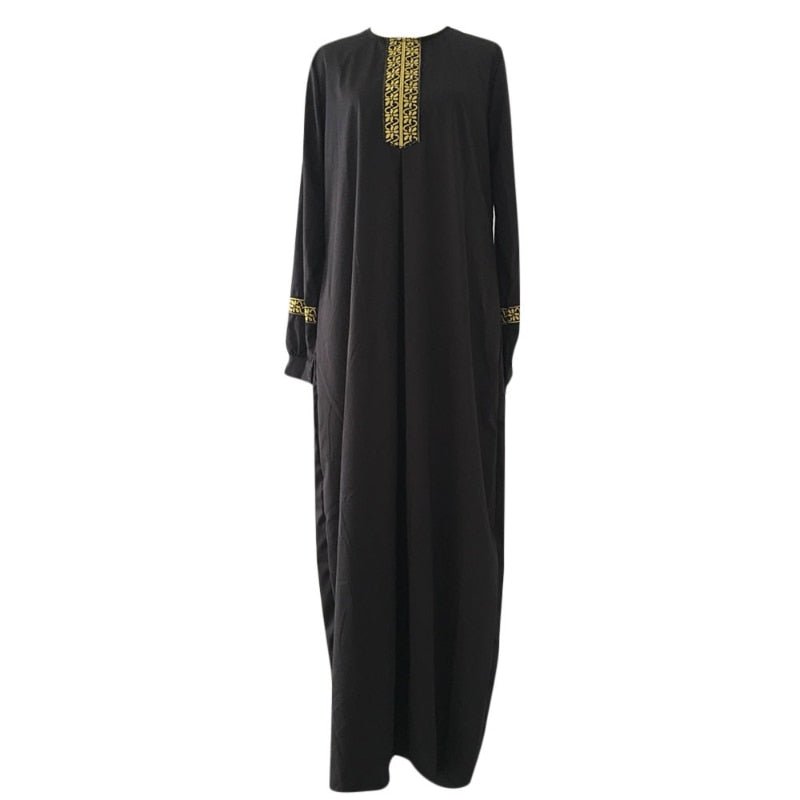 Muslim Abayat Ethnic Style Print Abayas for Women Solid Color Loose Casual Robe Femme Musulman for Middle East Arabia | TageUnlimited