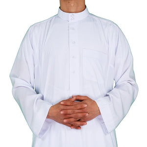 Muslim Fashion Muslim Middle East Men Long Sleeve Arab Crew Neck Islamic Solid Color Kaftan Maxi Dubai Long Jubba Thobe Abaya | TageUnlimited