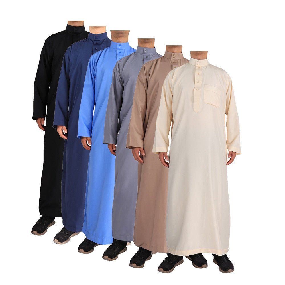 Muslim Fashion Muslim Middle East Men Long Sleeve Arab Crew Neck Islamic Solid Color Kaftan Maxi Dubai Long Jubba Thobe Abaya | TageUnlimited
