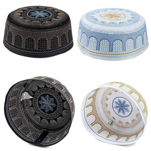 Muslim Hats Polyester Embroidery Arab Men Prayer Worship Hat Turban Musliman Hijab Bonnet Saudi Arabian Islam Jewish India Caps | TageUnlimited