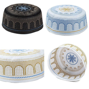 Muslim Hats Polyester Embroidery Arab Men Prayer Worship Hat Turban Musliman Hijab Bonnet Saudi Arabian Islam Jewish India Caps | TageUnlimited