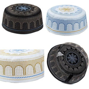 Muslim Hats Polyester Embroidery Arab Men Prayer Worship Hat Turban Musliman Hijab Bonnet Saudi Arabian Islam Jewish India Caps | TageUnlimited