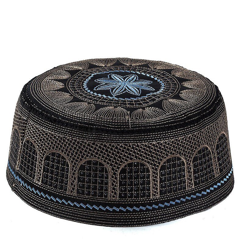 Muslim Hats Polyester Embroidery Arab Men Prayer Worship Hat Turban Musliman Hijab Bonnet Saudi Arabian Islam Jewish India Caps | TageUnlimited