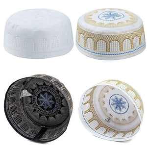 Muslim Hats Polyester Embroidery Arab Men Prayer Worship Hat Turban Musliman Hijab Bonnet Saudi Arabian Islam Jewish India Caps | TageUnlimited