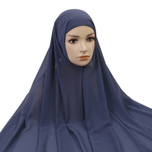 Muslim Women Chiffon Hijab With Cap Bonnet Instant Chiffon Hijab Pinles Shawl Head Scarf Under scarf Caps Cover Headwrap | TageUnlimited