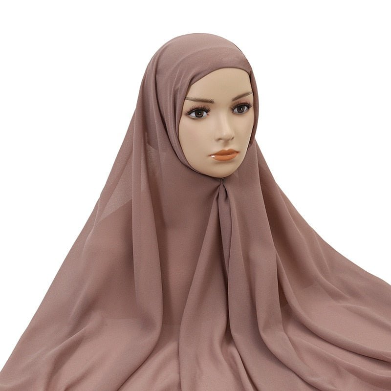 Muslim Women Chiffon Hijab With Cap Bonnet Instant Chiffon Hijab Pinles Shawl Head Scarf Under scarf Caps Cover Headwrap | TageUnlimited