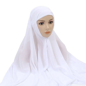 Muslim Women Chiffon Hijab With Cap Bonnet Instant Chiffon Hijab Pinles Shawl Head Scarf Under scarf Caps Cover Headwrap | TageUnlimited