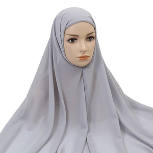 Muslim Women Chiffon Hijab With Cap Bonnet Instant Chiffon Hijab Pinles Shawl Head Scarf Under scarf Caps Cover Headwrap | TageUnlimited