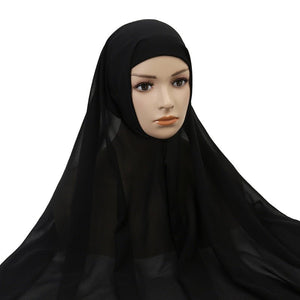 Muslim Women Chiffon Hijab With Cap Bonnet Instant Chiffon Hijab Pinles Shawl Head Scarf Under scarf Caps Cover Headwrap | TageUnlimited