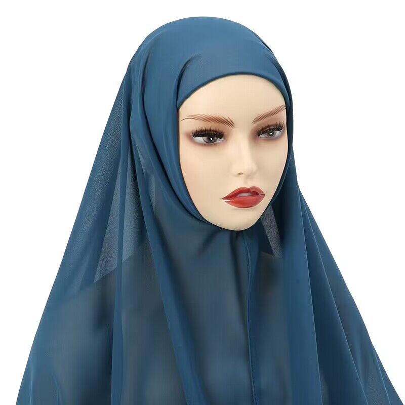 Muslim Women Chiffon Hijab With Cap Bonnet Instant Chiffon Hijab Pinles Shawl Head Scarf Under scarf Caps Cover Headwrap | TageUnlimited