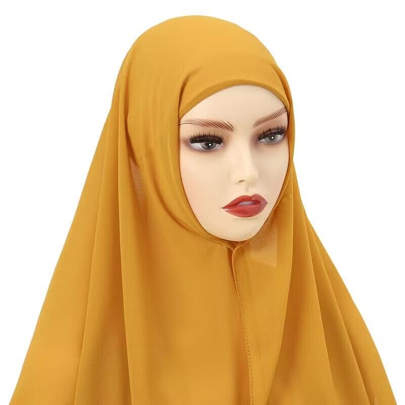 Muslim Women Chiffon Hijab With Cap Bonnet Instant Chiffon Hijab Pinles Shawl Head Scarf Under scarf Caps Cover Headwrap | TageUnlimited