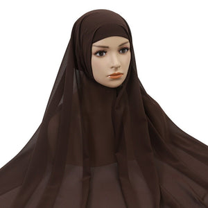 Muslim Women Chiffon Hijab With Cap Bonnet Instant Chiffon Hijab Pinles Shawl Head Scarf Under scarf Caps Cover Headwrap | TageUnlimited