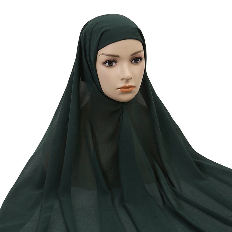 Muslim Women Chiffon Hijab With Cap Bonnet Instant Chiffon Hijab Pinles Shawl Head Scarf Under scarf Caps Cover Headwrap | TageUnlimited