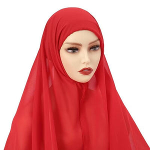 Muslim Women Chiffon Hijab With Cap Bonnet Instant Chiffon Hijab Pinles Shawl Head Scarf Under scarf Caps Cover Headwrap | TageUnlimited