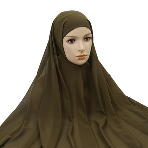 Muslim Women Chiffon Hijab With Cap Bonnet Instant Chiffon Hijab Pinles Shawl Head Scarf Under scarf Caps Cover Headwrap | TageUnlimited