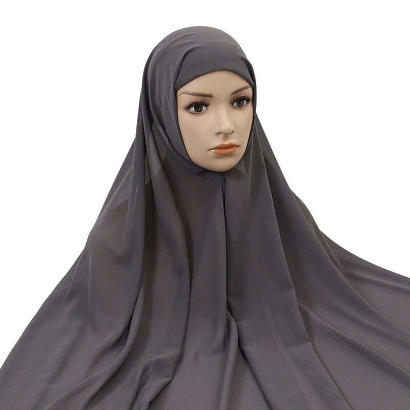 Muslim Women Chiffon Hijab With Cap Bonnet Instant Chiffon Hijab Pinles Shawl Head Scarf Under scarf Caps Cover Headwrap | TageUnlimited