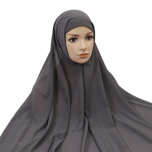 Muslim Women Chiffon Hijab With Cap Bonnet Instant Chiffon Hijab Pinles Shawl Head Scarf Under scarf Caps Cover Headwrap | TageUnlimited